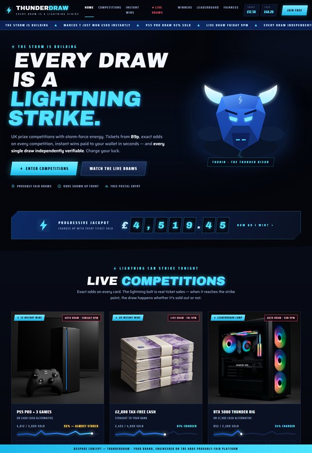 Thunderdraw concept homepage
